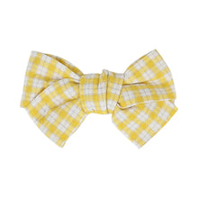 Load image into Gallery viewer, Chequered Bow Hair Clips [Set of 6] Yellow Blue Orange
