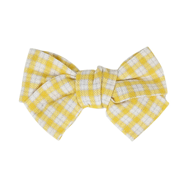 Chequered Bow Hair Clips [Set of 6] Yellow Blue Orange