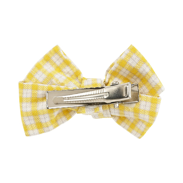 Chequered Bow Hair Clips [Set of 6] Yellow Blue Orange
