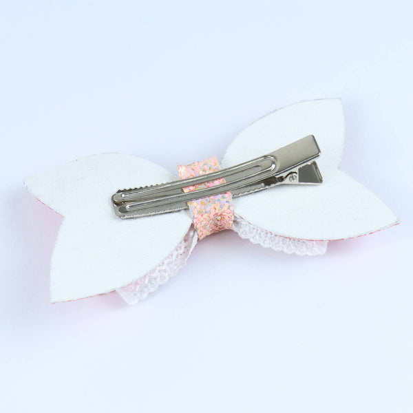 Glitter Bow Hair Clip - Pink