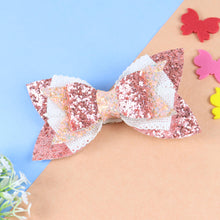 Load image into Gallery viewer, Glitter Bow Hair Clip - Pink
