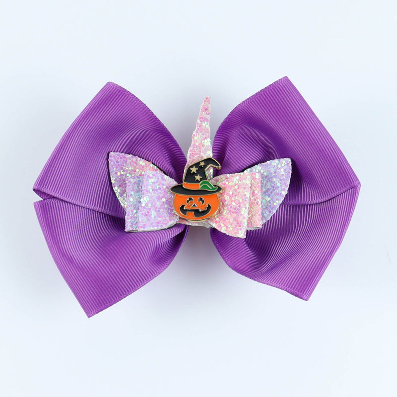 Halloween Pumpkin Bow Hair Clip
