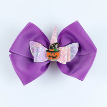 Load image into Gallery viewer, Halloween Pumpkin Bow Hair Clip
