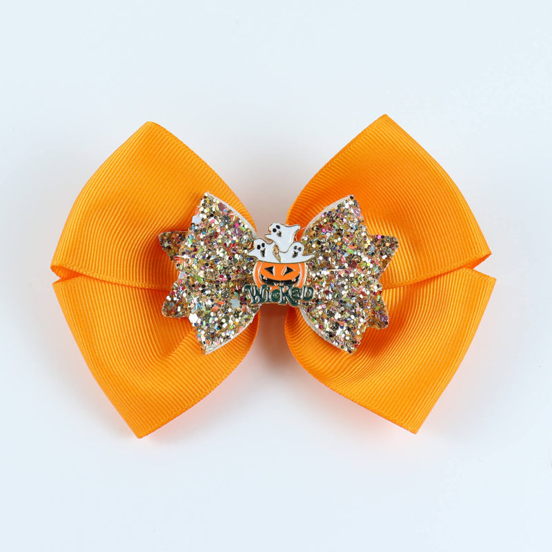 Halloween Pumpkin Bow Hair Clip