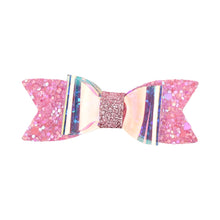 Load image into Gallery viewer, Glitter Bow Hair Clips - Set of 4
