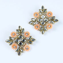 Load image into Gallery viewer, Floral Butti Ethnic Hair Clips for Girls Set of 2 Orange
