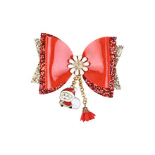 Load image into Gallery viewer, Santa Claus Charm Christmas Glitter Hair Clip Red::White

