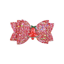 Load image into Gallery viewer, Christmas Bell Glitter Bow Hair Clip Red
