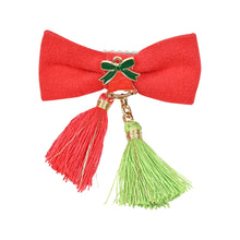 Load image into Gallery viewer, Christmas Bell Tassels Bow Hair Clip Red::Green
