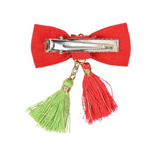 Load image into Gallery viewer, Christmas Bell Tassels Bow Hair Clip Red::Green

