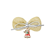 Load image into Gallery viewer, Christmas Charm Fabric Bow Hair Clips - Set of 2 Gold
