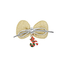 Load image into Gallery viewer, Christmas Charm Fabric Bow Hair Clips - Set of 2 Gold
