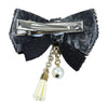 Hanging Charms Glitter Bow Hair Clip - Black
