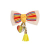 Heart Charm Bow Hair Clips - Set of 2 - Red Yellow