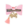 Unicorn Charm Bow Hair Clips - Set of 2 - Pink