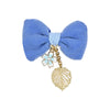 Floral Charm Bow Hair Clips - Set of 2 - Blue Green