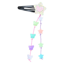 Load image into Gallery viewer, Glitter Star Beaded Tassels Tic Tac Hair Clips - Set of 2 - Pink Purple Green

