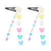 Glitter Star Butterfly Beaded Tassels Tic Tac Hair Clips - Set of 2 - Pink Purple Blue Yellow