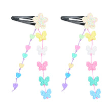 Load image into Gallery viewer, Glitter Star Butterfly Beaded Tassels Tic Tac Hair Clips - Set of 2 - Pink Purple Blue Yellow
