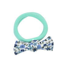 Load image into Gallery viewer, Floral Bow Hair Ties - Set of 4 - Blue Green, Purple
