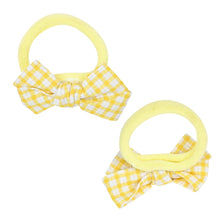 Load image into Gallery viewer, Chequered Bows Hair Ties - Set of 3 - Blue Yellow Orange
