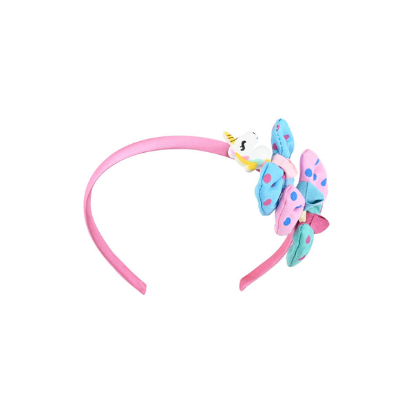 Unicorn Polka Dot Bows Hair Band - Pink
