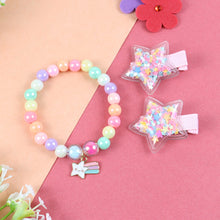 Load image into Gallery viewer, Stars Beaded Bracelet &amp; Hair Clip Set
