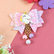 Load image into Gallery viewer, Glitter Unicorn Hanging Charms Hair Clip
