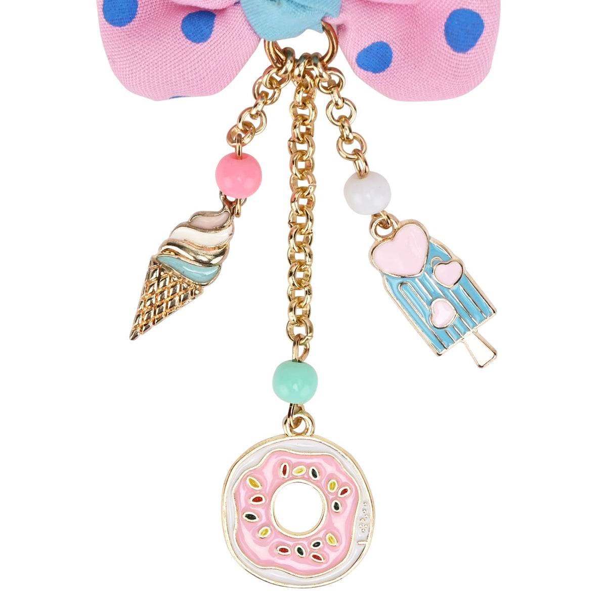 Hanging Charms Polka Dot Bow Hair Clip