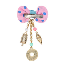 Load image into Gallery viewer, Hanging Charms Polka Dot Bow Hair Clip
