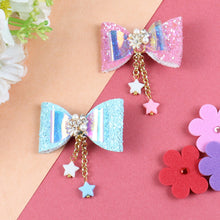 Load image into Gallery viewer, Glitter Bows Floral Charms Hair Clip - Set of 2
