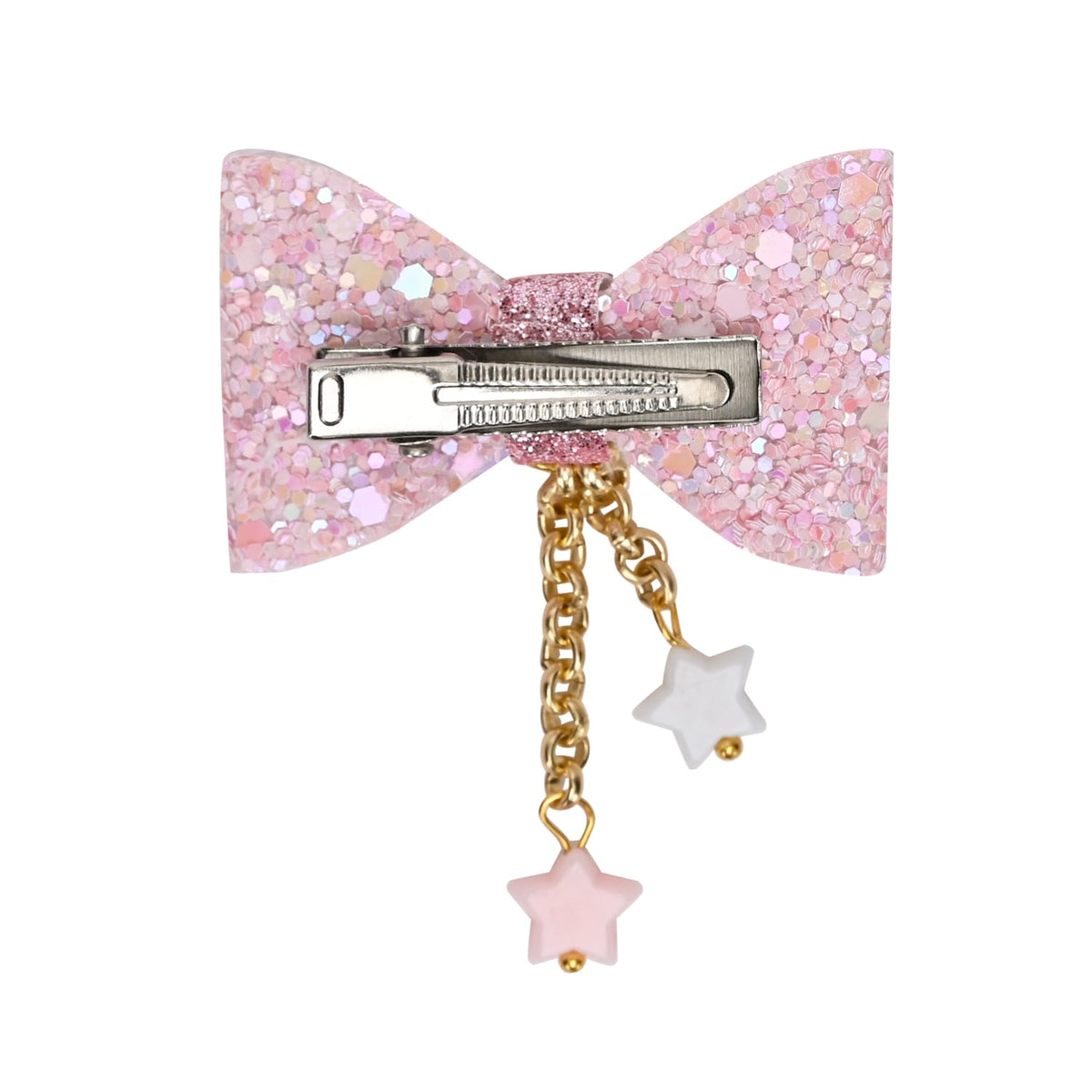 Glitter Bows Floral Charms Hair Clip - Set of 2