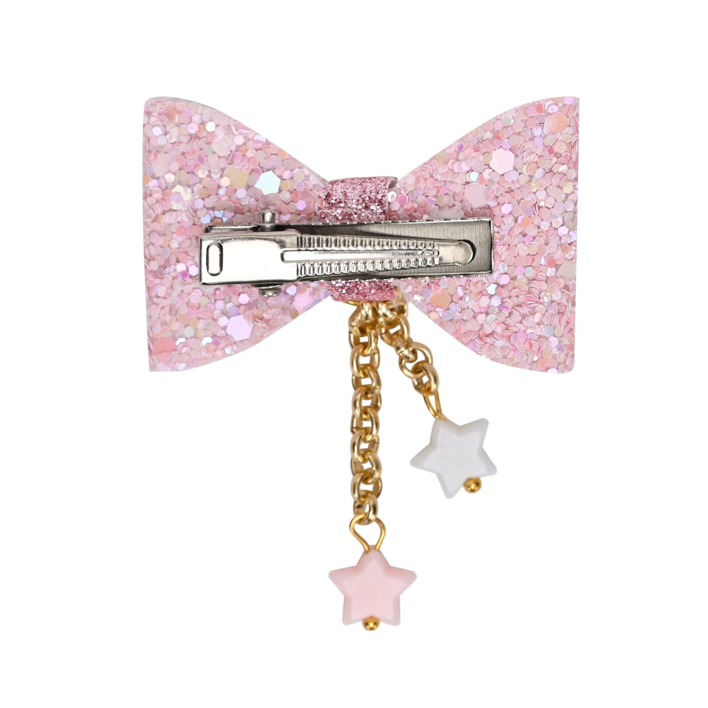 Glitter Bows Floral Charms Hair Clip - Set of 2