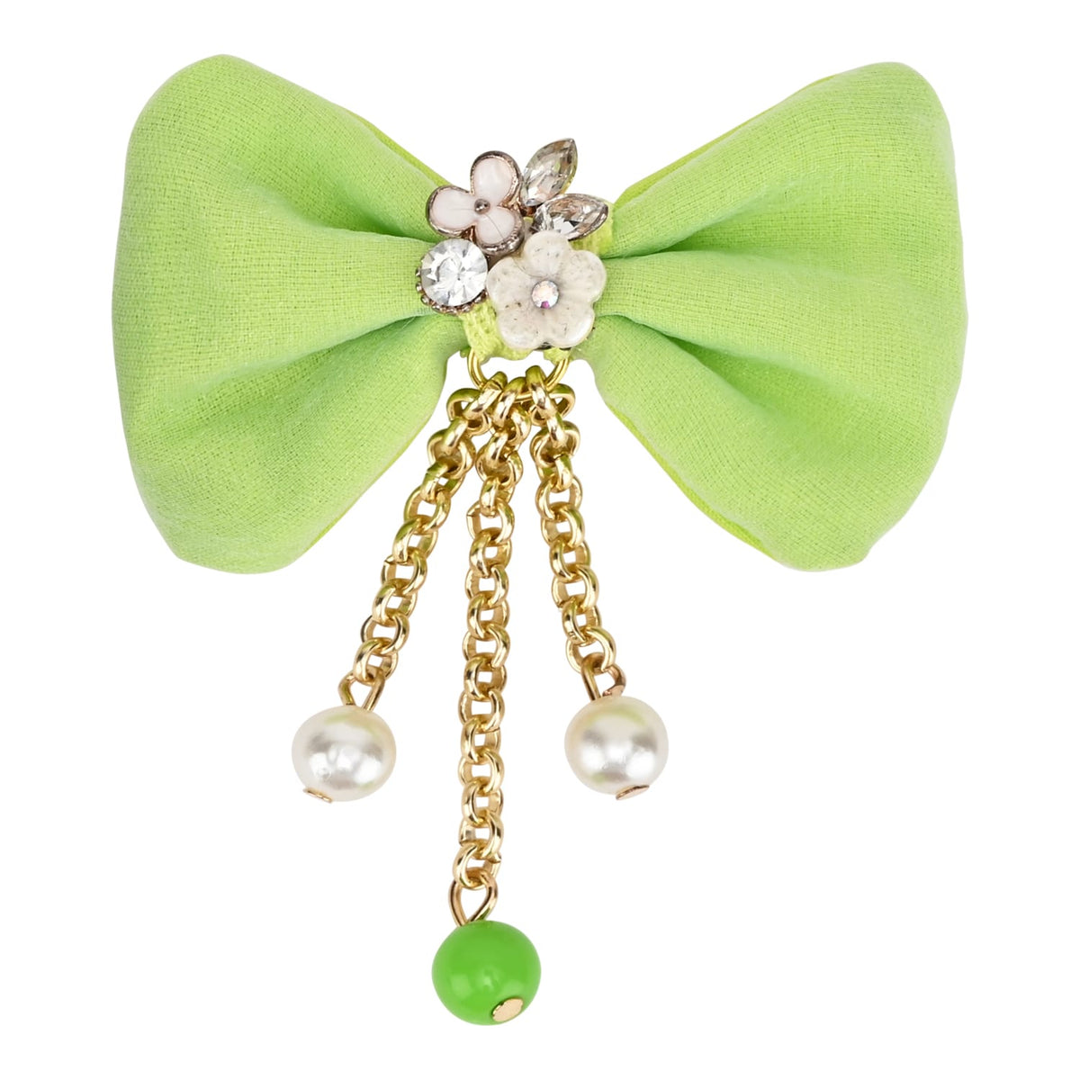 Floral Charm Bow Hair Clips - Set of 2