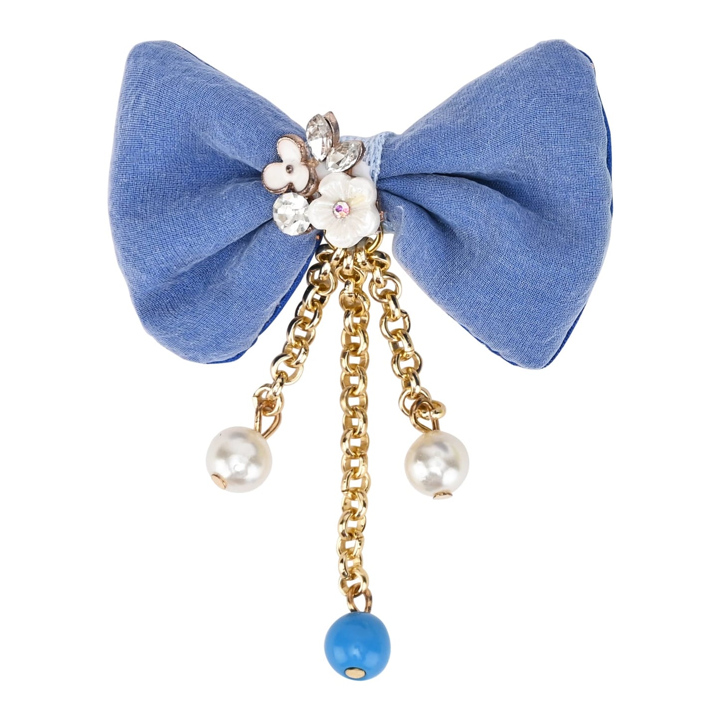Floral Charm Bow Hair Clips - Set of 2
