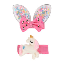 Load image into Gallery viewer, Unicorn Bow Hair Clips - Set of 2
