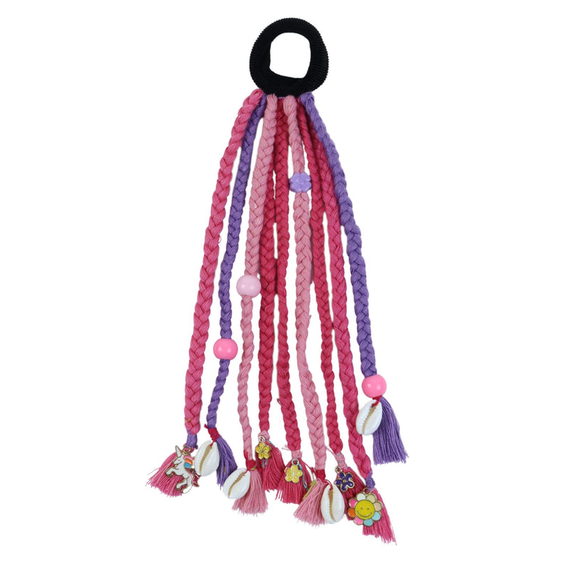 Boho Style Braided Hair Tie Unicorn Smiley Charms