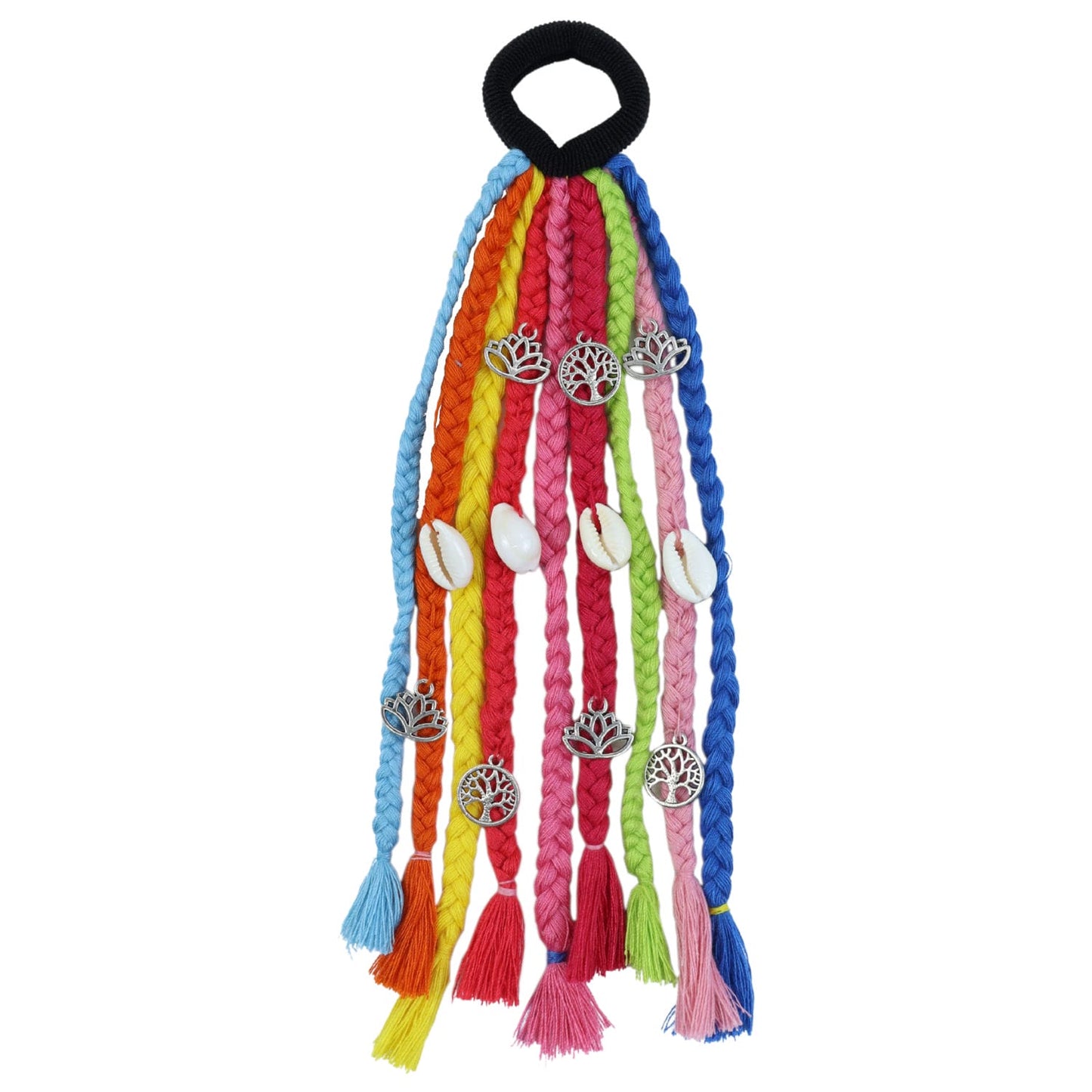 Boho Style Braided Hair Tie Tree of Life Charms [Multi-Colour]
