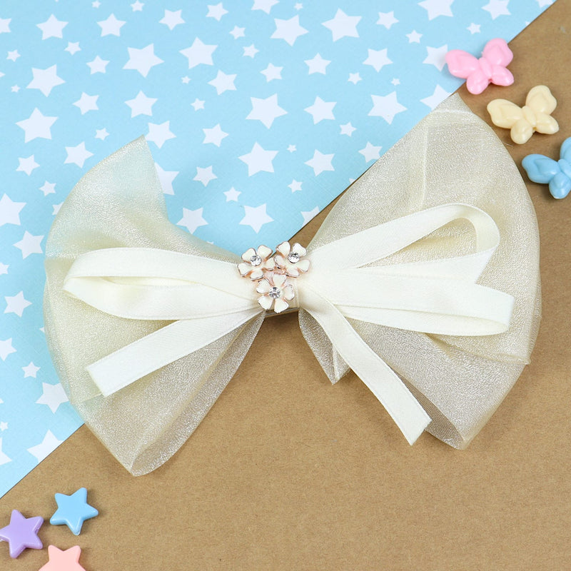 Floral Charm Bow Hair Clip