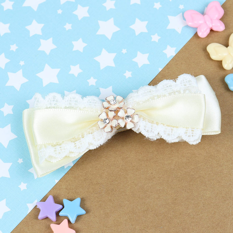 Floral Charm Bow Hair Clip