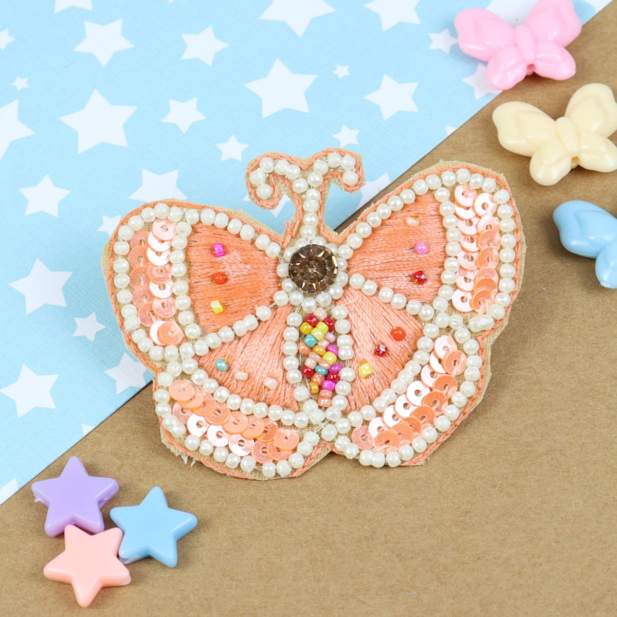 Beaded Sequin Butterfly Hair Clip