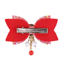 Load image into Gallery viewer, Christmas Charm Santa Claus Glitter Bow Hair Clip
