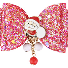 Load image into Gallery viewer, Christmas Charm Santa Claus Glitter Bow Hair Clip
