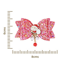 Load image into Gallery viewer, Christmas Charm Santa Claus Glitter Bow Hair Clip
