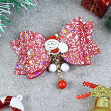 Load image into Gallery viewer, Christmas Charm Santa Claus Glitter Bow Hair Clip
