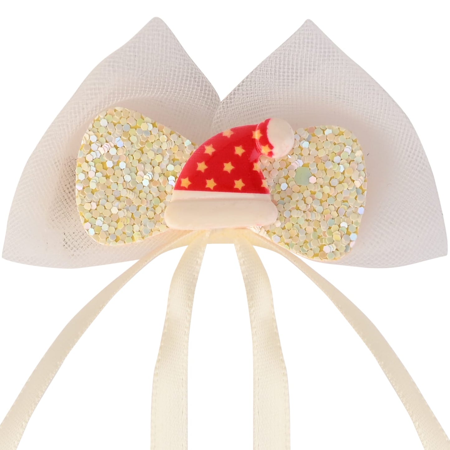 Christmas Cap Charm Bow Hair Clip