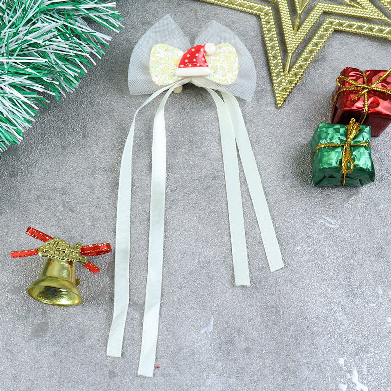 Christmas Cap Charm Bow Hair Clip