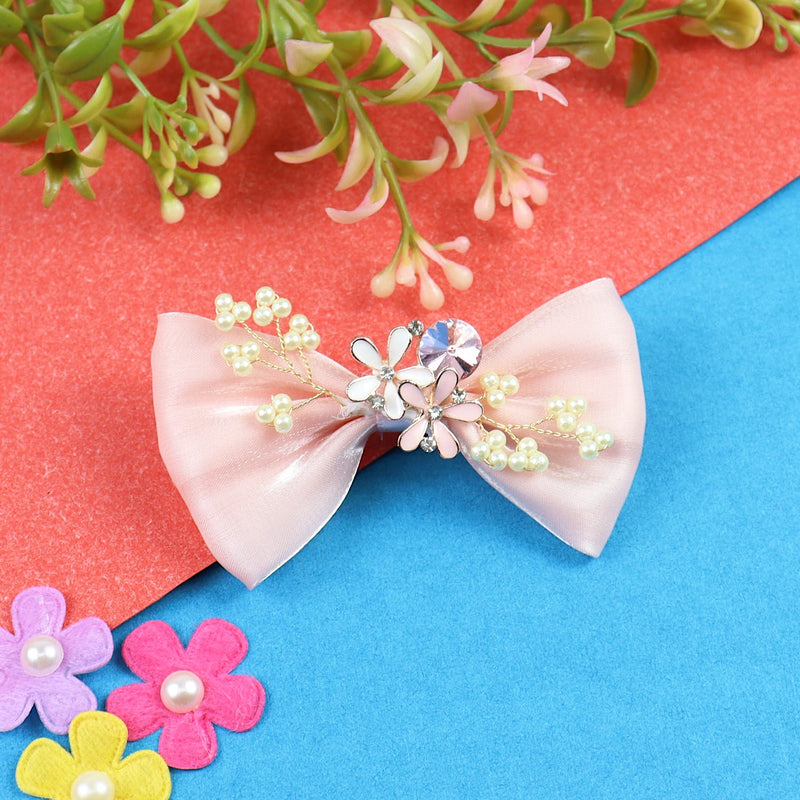 Floral Charms Bow Hair Clip