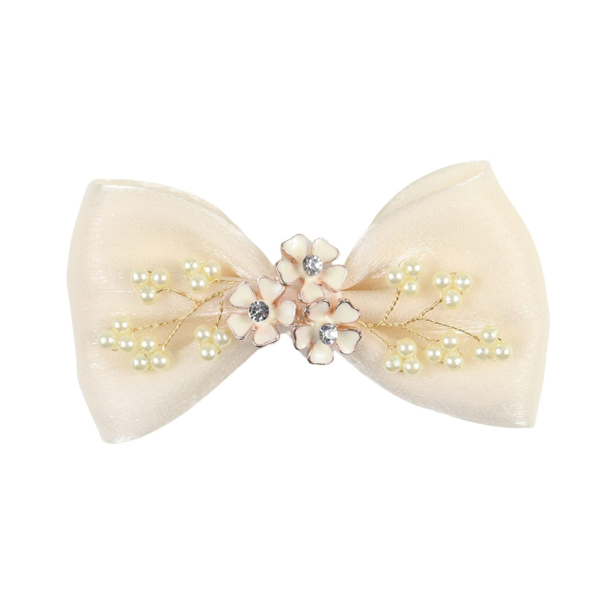 Floral Charms Bow Hair Clip