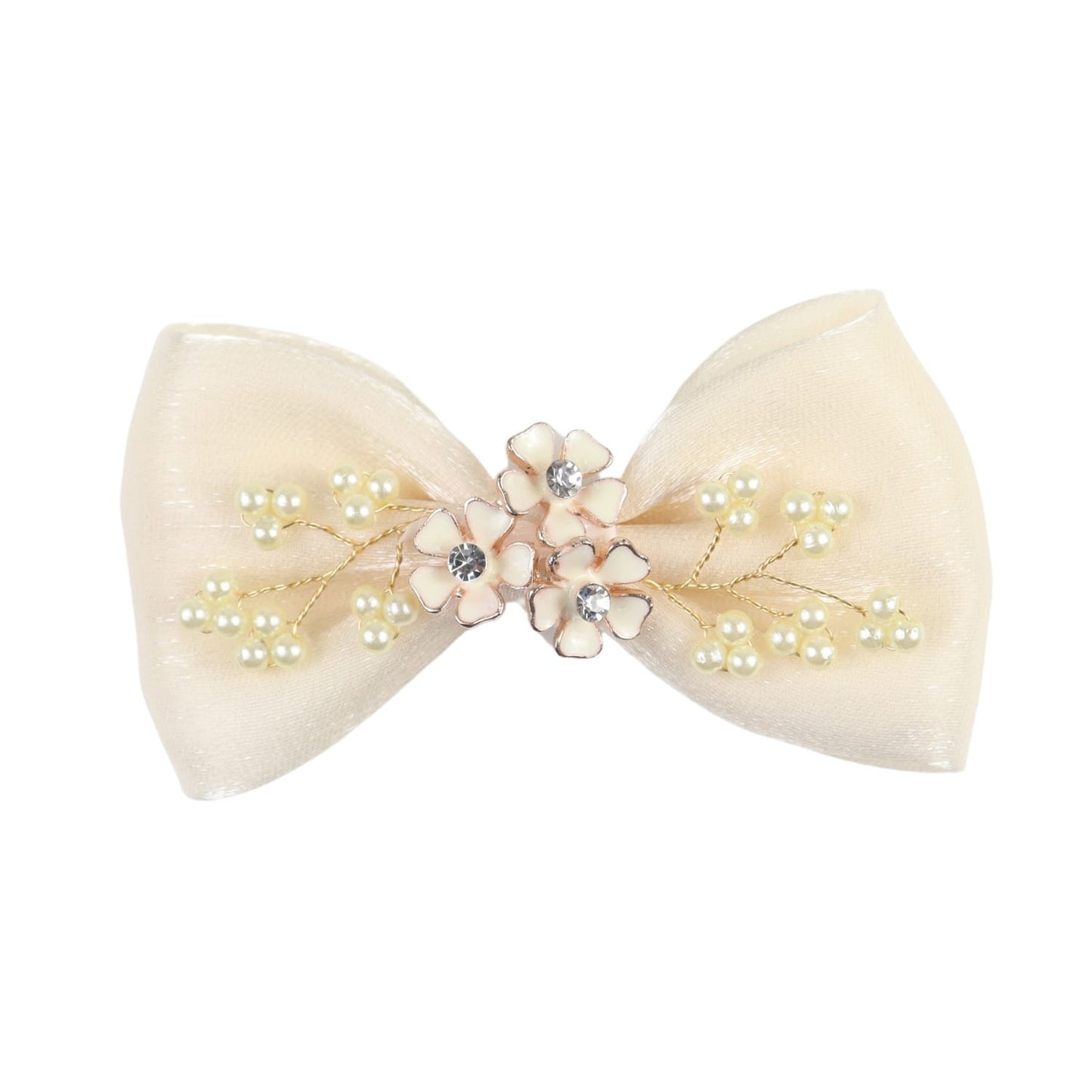 Floral Charms Bow Hair Clip